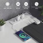 Secretária de Canto Reversível com 6 Gavetas 126x48 cm com Tomada de Energia Porta USB e USB - C Branco