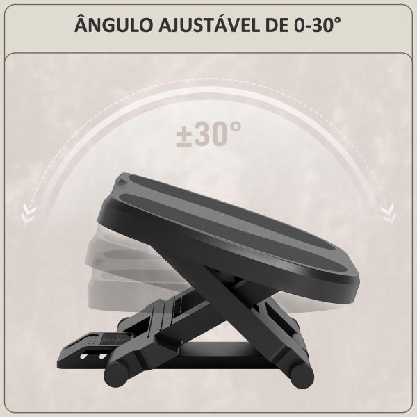 Apoio para os Pés com Superfície Texturizada Inclinação de 0 - 30° Massagem e Altura Ajustável em 3 Níveis 45x34x10 - 16,5 cm Cinza