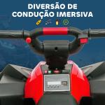 Quadriciclo Elétrico para Crianças de 3 - 5 Anos Veículo Eléctrico a Bateria 12V com 2 Motores 83x53x55,5cm Vermelho