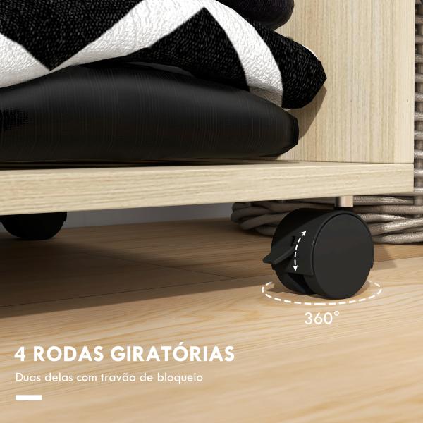 Roupeiro de Madeira Móvel Armário Roupeiro Aberto com Barra para Pendurar e Prateleiras Organizadoras 60x40x128 cm Madeira
