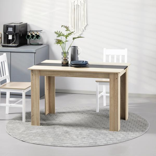Mesa de Sala de Jantar para 4 - 6 Pessoas Estilo Moderno com Bancada de Melamina de Madeira Carga 50 kg 120x69x75 cm Madeira e Preto