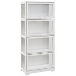 Vitrine Branco de 4 Níveis para Sala de Estar Anti - Tombo 59x30x139 cm com Portas Abatíveis de Acrílico Colecionador