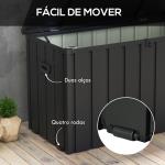 Baú de Armazenamento Exterior em Aço com 4 Rodas 2 Pegas e Tampa com Ranhura para Cadeado 125,5x61,5x70 cm Cinzento Escuro
