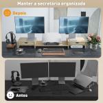 Suporte para Monitor com Ângulo e Comprimento Ajustável e 2 Gavetas para Escritório 60 - 116x22x12 cm Madeira