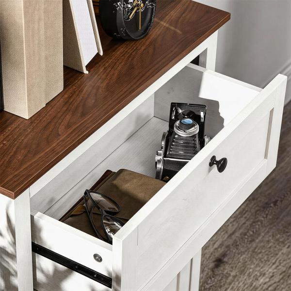 Aparador para Sala de Estar com Portas Duplas Gaveta e Prateleira Ajustável para Cozinha Dormitório 60x30x87,4 cm Branco