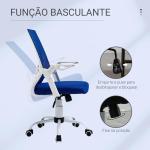 Cadeira de Escritório Ergonômica Giratória com Altura Ajustável Apoio para os Braços Dobrável Suporte Lombar e Encosto Transpirável 62,5x55x94 - 104cm Azul