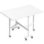 Mesa Dobrável de Cozinha para 4 - 6 Pessoas Mesa de Sala de Jantar Dobrável com Rodas e Laterais Dobráveis 120x80x73 cm Branco