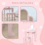 Toucador para Crianças com Espelho e Banco Toucador de Maquilhagem para Crianças de 3 a 6 Anos 52x32x85 cm Rosa