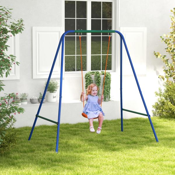 Baloiço 2 em 1 com 1 Assento para Crianças 1 Assento para Bebés e Cinto de Segurança 180x160x182 cm Laranja