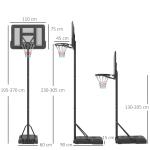 Tabela de Basquetebol com Altura Ajustável 230 - 305 cm para Piscina com Rodas e Base Preenchível 110x75x195 - 370 cm Preto