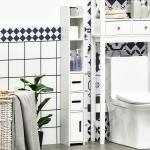 Coluna Casa de Banho com 3 Portas e 3 Prateleiras Abertas Coluna Auxiliar Estilo Moderno 15x17x120cm Branco