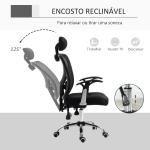 Cadeira de Escritório Ergonômica Cadeira de Escritório Giratória com Altura Ajustável Função Reclinável Apoio para a Cabeça e Suporte Lombar 65x67x108 - 118cm Preto