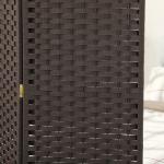 Biombo de 4 Painéis Separador de Ambientes Dobrável 160x170 cm para Sala de Estar Dormitório Escritório Marrom