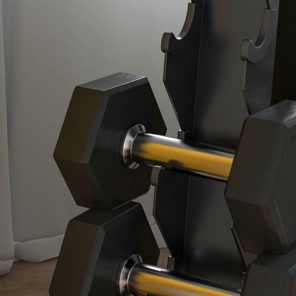Suporte para Halteres de 5 Níveis Suporte de Armazenamento para Halteres de Aço para Treinamento 35x33x66 cm Preto