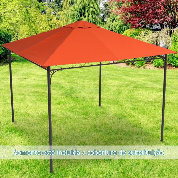 Toldo de Substituição de 3x3m para Pérgola de Jardim com 8 Orifícios de Drenagem e Ventilação Laranja