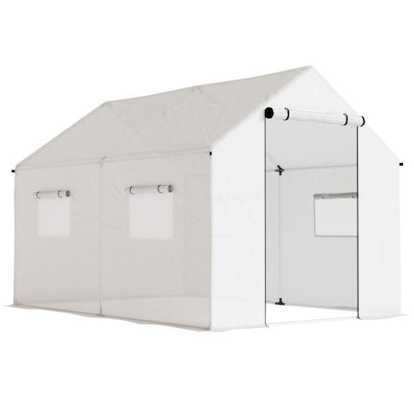 Estufa tipo Túnel 2x3x2 m Estufa de Exterior com 4 Janelas de Malha e Porta com Fecho de Correr Estufa para Cultivos Anti UV Branco