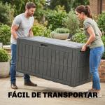 Baú Exterior Capacidade 440L em Resina Resistente à Água e aos Raios UV com Tampa Bloqueável 133x62x65 cm Castanho