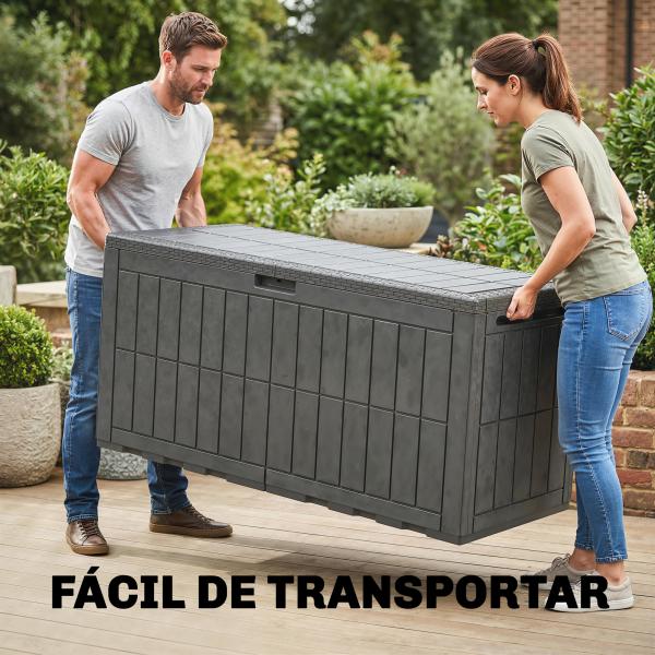 Baú Exterior Capacidade 440L em Resina Resistente à Água e aos Raios UV com Tampa Bloqueável 133x62x65 cm Castanho