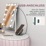 Espelho de Maquilhagem Estilo Hollywood com Luzes 12 Lâmpadas LED 3 Modos de Iluminação e Entrada USB 36,5x8,5x45,5 cm Branco