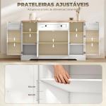 Aparador de Cozinha com Gaveta, Prateleiras nas Portas Prateleiras Ajustáveis Bar de Café 138x40x83,5 cm Branco