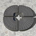 Base para Chapéu de Sol em 4 Partes Recarregável com Areia ou Água Desmontável para Jardim Pátio Ar Livre 100x100x10,5cm Marrom