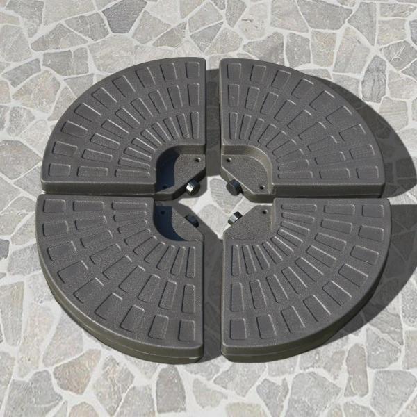 Base para Chapéu de Sol em 4 Partes Recarregável com Areia ou Água Desmontável para Jardim Pátio Ar Livre 100x100x10,5cm Marrom