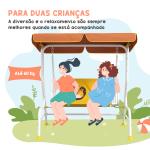 Balanço de Jardim Exterior Balanço de Jardim Infantil de 2 Lugares com Padrão de Leão Carga 60 kg 110x70x110 cm Amarelo