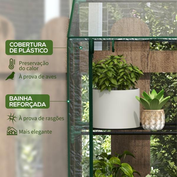 Estufa de Jardim de 3 Níveis Estufa de Terraço para Cultivo de Plantas em Pátio 143x46x141/151 cm Transparente