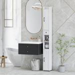 Coluna Casa de Banho com Compartimento Aberto Prateleiras Ajustáveis e Suporte para Papel Higiênico 20x20x185 cm Branco