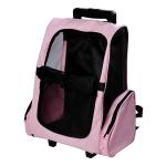 Transportadora 2 em 1 para Animais de Estimação Mochila ou Carrinho de Viagem para Cães e Gatos com 2 Rodas Alça Retrátil de Alumínio e Bolso de Armazenamento 42x25x55cm Rosa