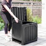 Baú de Armazenamento Exterior em Plástico com Capacidade de 121L 2 Alças e Tampa Impermeável 56x45x53 cm Preto