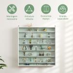 Vitrina de Parede em Madeira com Prateleiras Ajustáveis e 2 Portas Deslizantes de Vidro 80x9,5x83 cm Branco