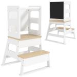 Torre de Aprendizagem para Crianças dos 3 - 6 Anos com Quadro e Grade de Segurança para Cozinha e Casa de Banho 55x52,5x87,5 cm Branco