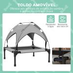 Cama para Cães Elevada com Toldo para Cães Médios com Estrutura de Aço e Bolsa de Transporte 76x61x69,5 cm Cinza Claro
