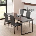 Conjunto de 4 Cadeiras de Sala de Jantar Estofadas em Linho com Pernas em Metal Cadeiras Modernas para Cozinha Quarto Suporta até 120 kg 41x50x97 cm Preto