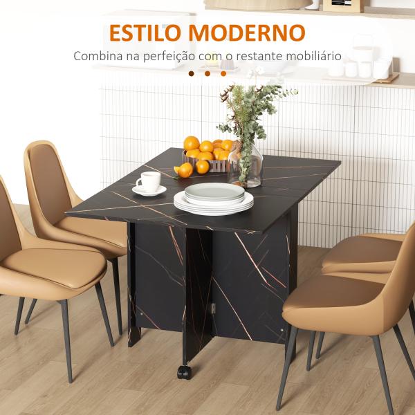 Mesa de Sala de Jantar Dobrável com Rodas Mesa Multifuncional para Sala de Jantar 120x80x73 cm Preto