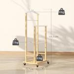 Cabide de Pé de Bambu com Rodas Cabide para Roupas com Barras para Calças e Prateleira Inferior para Sapatos Estilo Nórdico 47x33,7x105,5 cm Madeira e Branco