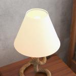 Candeeiro de Mesa LED com Base de Metal Corda de Linho e Ecrã de Tecido Suporte para Lâmpada E27 Ø28x45,5 cm Marrom Bege