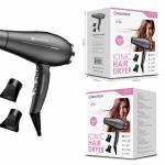 Secador de Cabelo HF-003 - 1600W, Tecnologia Iónica, 3 Temperaturas, 2 Velocidades, 2 Bicos Concentradores