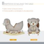 Cavalo de balanço com forma de urso para bebê acima de 18 meses com som 60x33x50