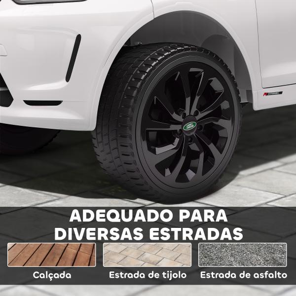 Carro Elétrico para Crianças acima de 3 Anos com Licença Land Rover Discovery Sport Carro Elétrico Infantil com Bateria 12V Controlo Remoto Faróis Buzina e Música 106x65,5x51 cm Branco