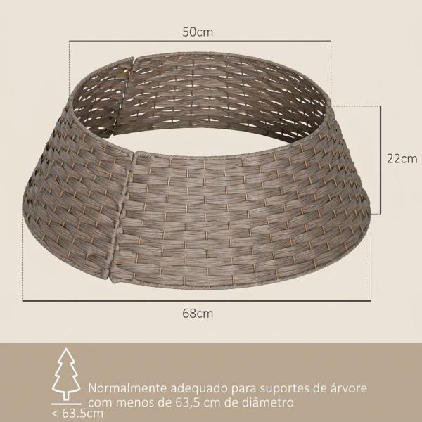 Saia para Árvore de Natal Rústica Entrançada, Cobre - Pé para Festas, Ø68x22 cm, Castanho