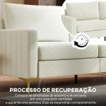 Sofá de 3 Lugares de 181 cm Estofado em Veludo com Almofadas Espessas Pernas de Metal Branco Creme