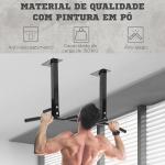 Barra de Elevação de Parede barra Pull - Up de Aço para Treino em Casa Carga Máxima 150 kg 105,5x28x49 cm Preto