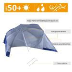 Chapéu de Sol de Praia com Painéis Laterais Tipo Tenda Chapéu de Sol para Praia com Proteção UV50 Φ210x222cm Azul
