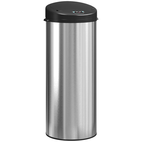 Balde de Lixo de Cozinha Automático 55 L em Aço Inoxidável com Sensor Infravermelho Fechamento Suave 32x30x78,5 cm Prateado