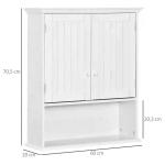 Armário Casa de Banho com 2 Portas Prateleira Interior Ajustável e Compartimento Aberto Móvel Auxiliar Suspenso Multiúso para Cozinha 60x20x70,5cm Branco