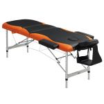 Marquesa de Massagem Dobrável e Portátil com Altura Ajustável e Apoio para a Cabeça 210x81x62 - 85 cm Laranja e Preto