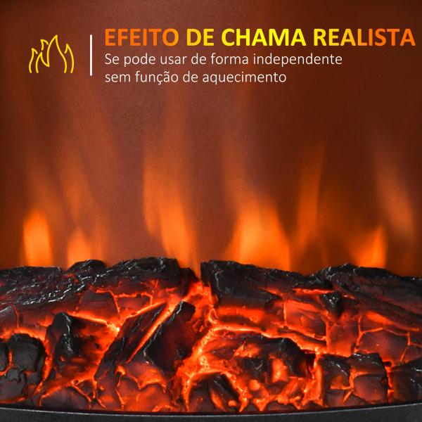 Lareira Elétrica 900W/1800W com Temperatura Ajustável e Proteção Sobreaquecimento para 20 - 25 ㎡ 39x26x54,8 cm Preto