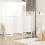 Biombo Separador de Ambientes de 6 Painéis Dobrável em Corda de Papel 160x170 cm Decoração para Quarto Branco
